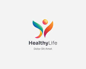 Fototapeta na wymiar Colorful healthy people logo gradient