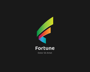 Colorful letter f logo design