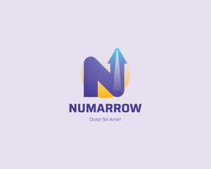 Colorful letter n with arrow gradient logo