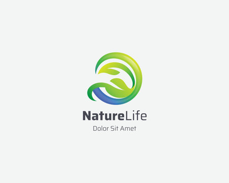 Colorful natural leaf logo gradient