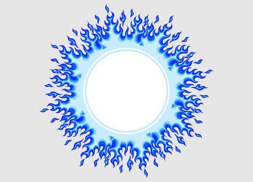 Circular of blue flames illustration. Isolated on white background. Circle ornament for logo, symbol and sign. Vector eps 10. Comic flames.