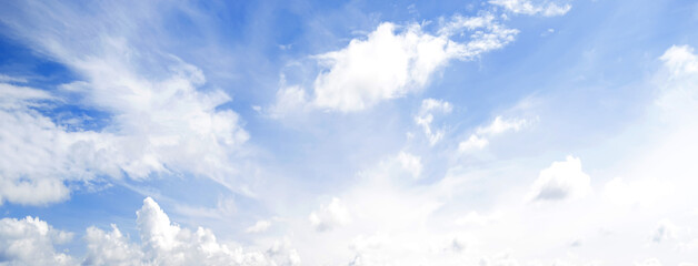Beautiful blue sky with white clouds. Panorama with cloud texture