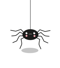 black cute vector spider on a white background