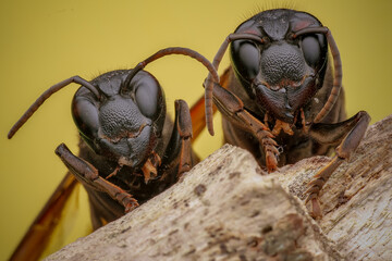 wasps on wood