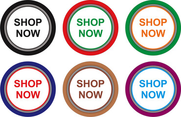 Set of button shop now or buy now icon, Modern collection for web site, e-commerce, online shopping. Vector illustration.