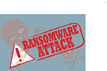 2d illustration ransomeware attack virus WITH SKULL
