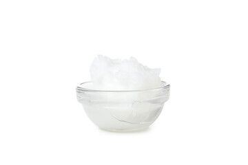 Bowl with Shea butter isolated on white background