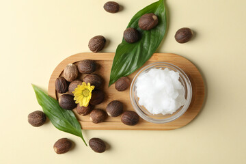 Concept of skin care cosmetics, Shea butter, top view