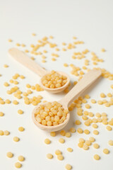 Concept of cooking on light background, uncooked ptitim