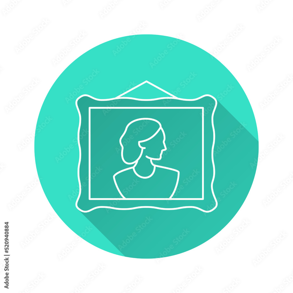 Poster art gallery icon with long shadow for graphic and web design.
