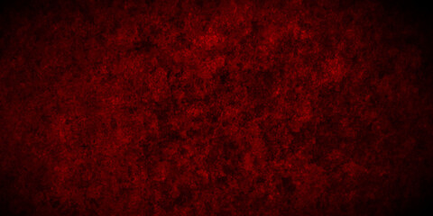 Red grunge abstract background texture black concrete wall, grunge halloween background with blood splash space on wall, red horror wall background, dark slate back background toned classic red color.