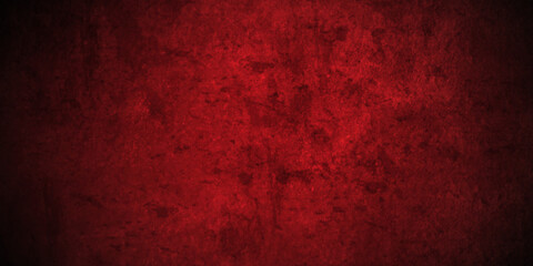 Red grunge abstract background texture black concrete wall, grunge halloween background with blood splash space on wall, red horror wall background, dark slate back background toned classic red color.