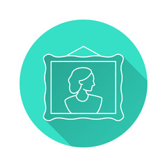 Art gallery icon with long shadow for graphic and web design.