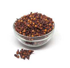 Sri Lankan cloves spice. Authentic Ceylon cloves spice on a solid white background.