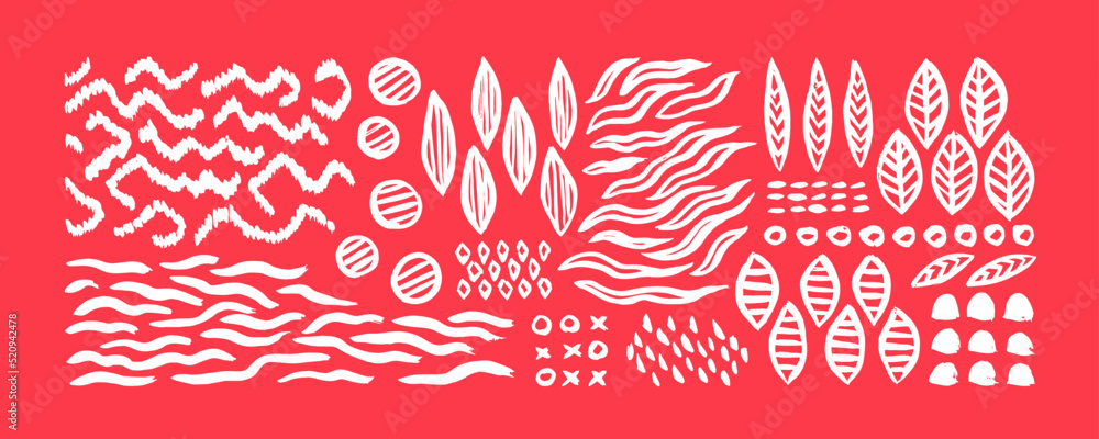 Poster grunge hand drawn doodle ornaments set. big collection of abstract trendy elements and shapes for cr