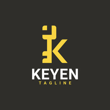 K Letter Logo Design With Key Icon Illustration