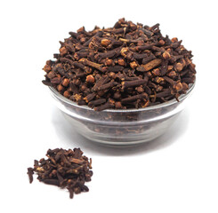 Sri Lankan cloves spice. Authentic Ceylon cloves spice on a solid white background.