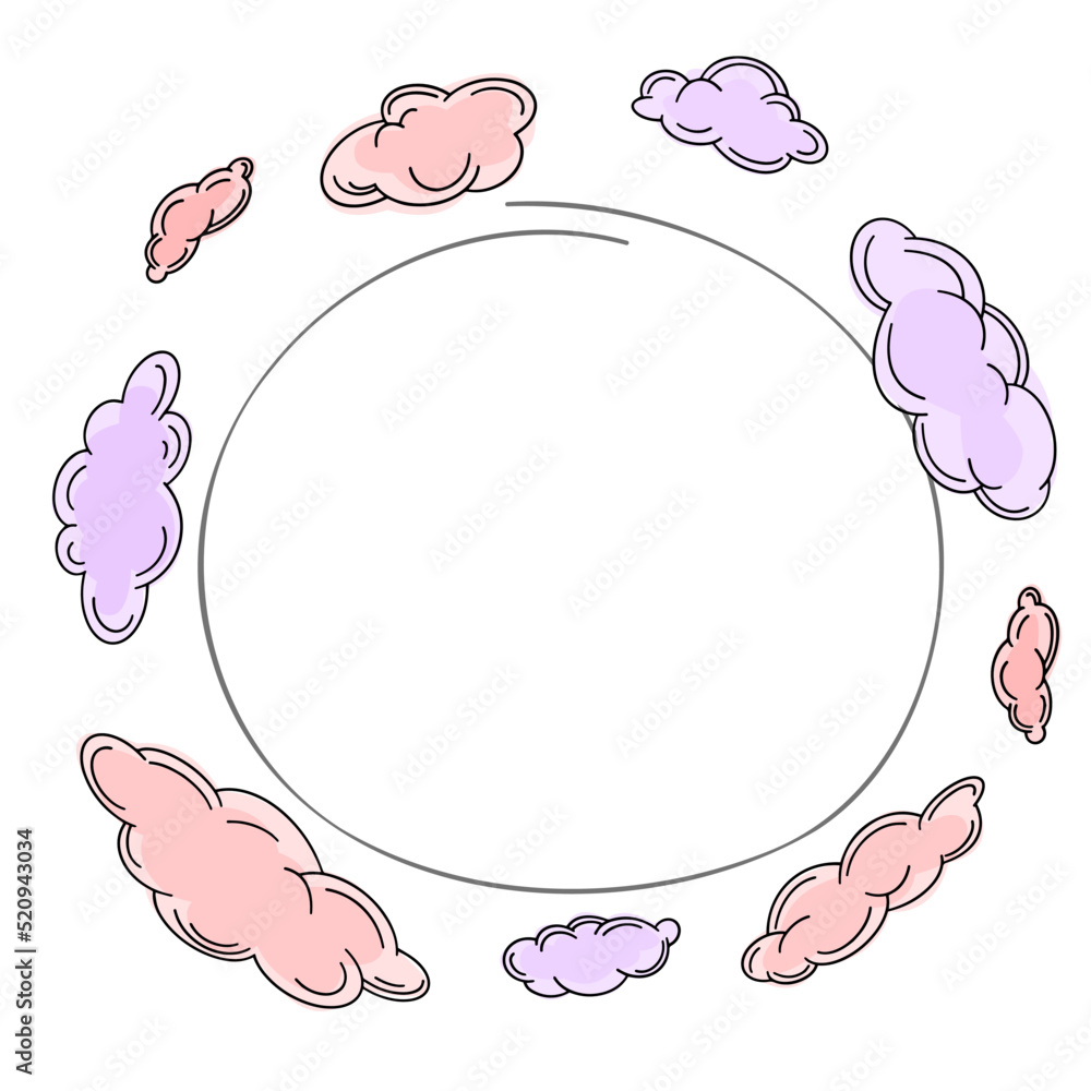 Aufkleber frame of outline clouds in line-art style. simple vector illustration.