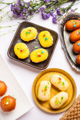 Malai Chop or Cream sandwich made using filling Rasgulla or Gulab jamun sweet is a Bengali sweet