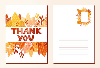 Fototapeta na wymiar Thanksgiv vector postcard with thank you lettering