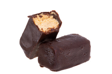 cheese in chocolate icing isolated