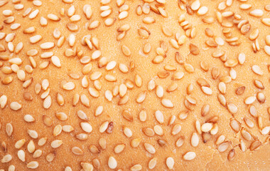 background of buns with sesame seeds