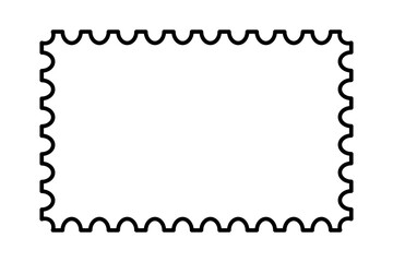 Postage stamp frame. Empty border template for postcards and letters. Blank rectangle and square postage stamp with perforated edge. Vector illustration isolated on white background.
