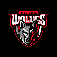 wolves mascot esport logo character design for wolf gaming and sport © pervector