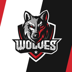wolves mascot esport logo character design for wolf gaming and sport