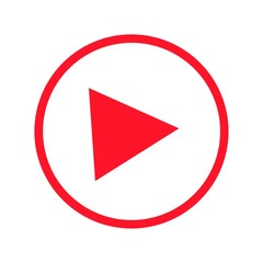 Red play button circle icon 