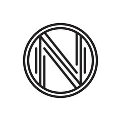 letter n style logo monoline stamp isolated on white background