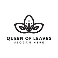 ornamental plant leaf queen logo simple monoline design concept. chinese evergreen decorative plant logo