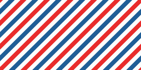 Airmail seamless pattern with diagonal blue and red stripes. Air mail classic retro pattern. Vector illustration on white background.