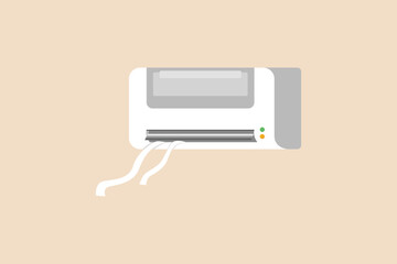Air conditioning on the wall. Electronic modern appliance concept. Colored flat graphic vector illustration isolated.