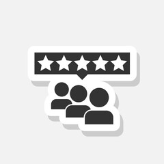 Customer review sticker icon isolated on white
