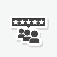 Customer review sticker icon isolated on white