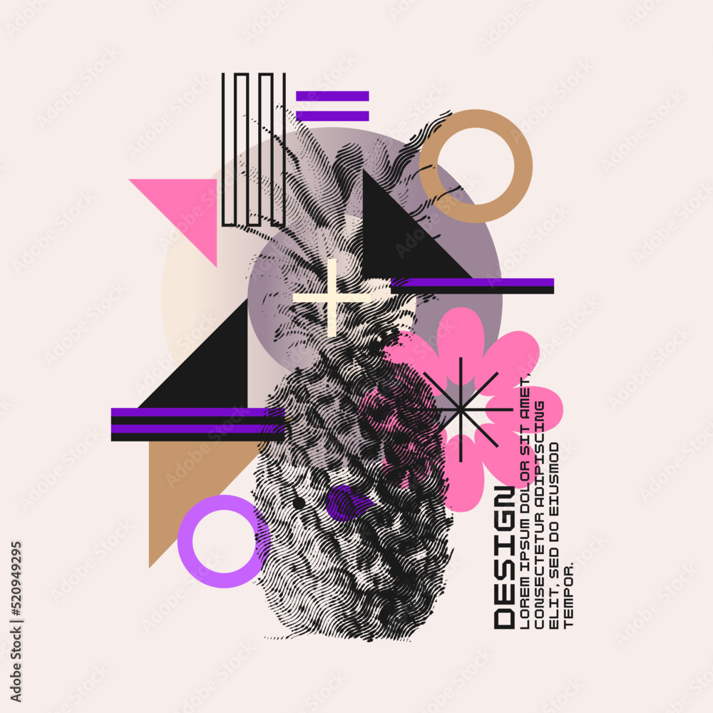 Poster vector graphics in a modern style with geometric elements. template for the design. illustration of 