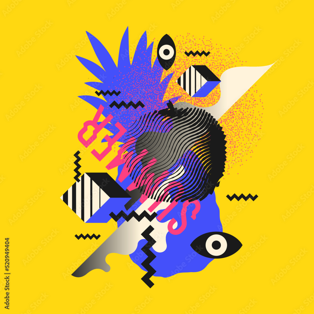 Poster vector graphics in a modern style with geometric elements. summer poster.