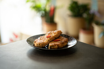 a meatball on a plate