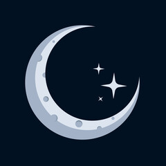 crescent moon logo illustration with star © MyneartStd