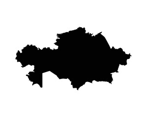 Kazakhstan Map. Kazakhstani Country Map. Black and White Kazakh National Nation Outline Geography Border Boundary Shape Territory Vector Illustration EPS Clipart