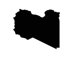 Libya Map. Libyan Country Map. Black and White National Nation Outline Geography Border Boundary Shape Territory Vector Illustration EPS Clipart
