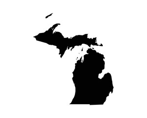 Michigan US Map. MI USA State Map. Black and White Michigander State Border Boundary Line Outline Geography Territory Shape Vector Illustration EPS Clipart