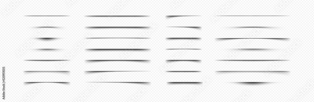 Aufkleber Set of realistic vector shadows for use under graphic object. Shadow effect isolated on transparent background for banners, flyers, posters.
