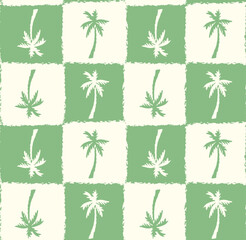 Palm Check Seamless Pattern Vector illustration 