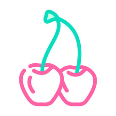 two cherries branch color icon vector. two cherries branch sign. isolated symbol illustration