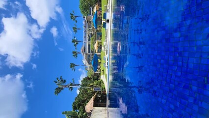 Vertical, Infinity Pool, Tropical Resort and Scenic Coast of Bali Island, 360 Degrees Panorama - Powered by Adobe