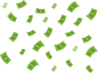 flying money pattern isolated on white background