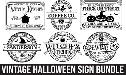 vintage Halloween sign bundle © MD