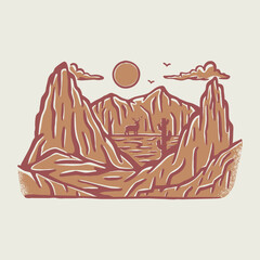 Good view of mountains graphic illustration vector art t-shirt design